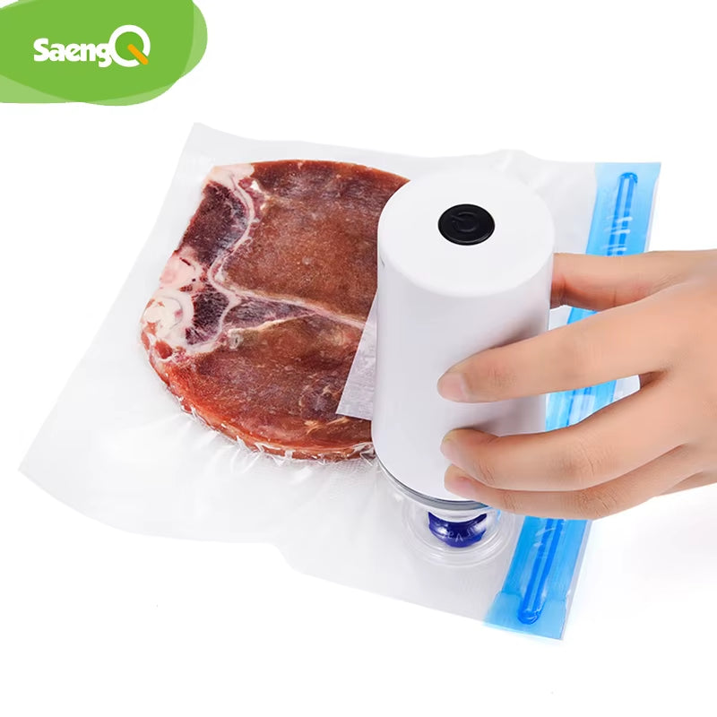 Handheld Food Vacuum Sealer Packaging Machine Film Container USB Sealer Vacuum Packer with 5 or 10Pcs Vacuum Zipper Bags