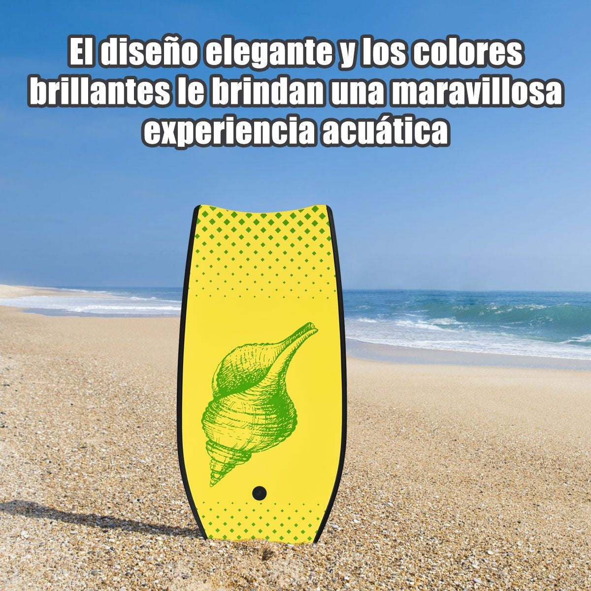 Bodyboard Tabla De Surf Con Núcleo En EPS Superficie XPE Base En HDPE Ligero Con Correa Para Deportes Acuáticos Amarillo 104 X 51 Cm